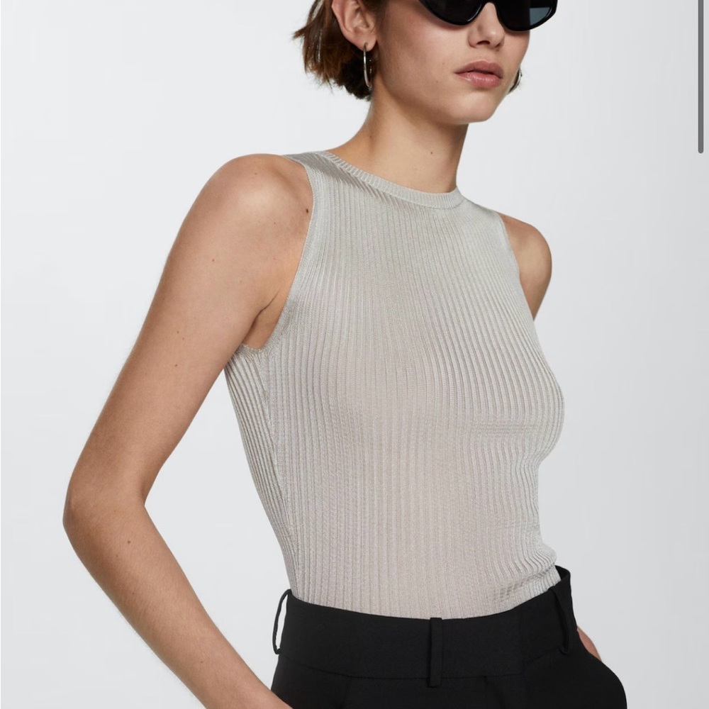 Mango Metallic Knit Top NWT M